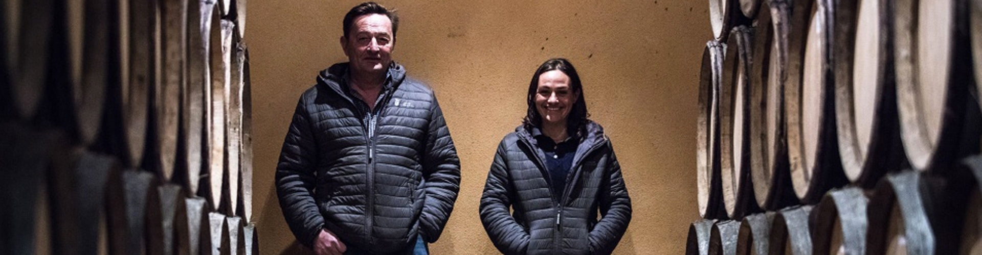 Dominique Lafon and winemaker Caroline Gon in the cellar