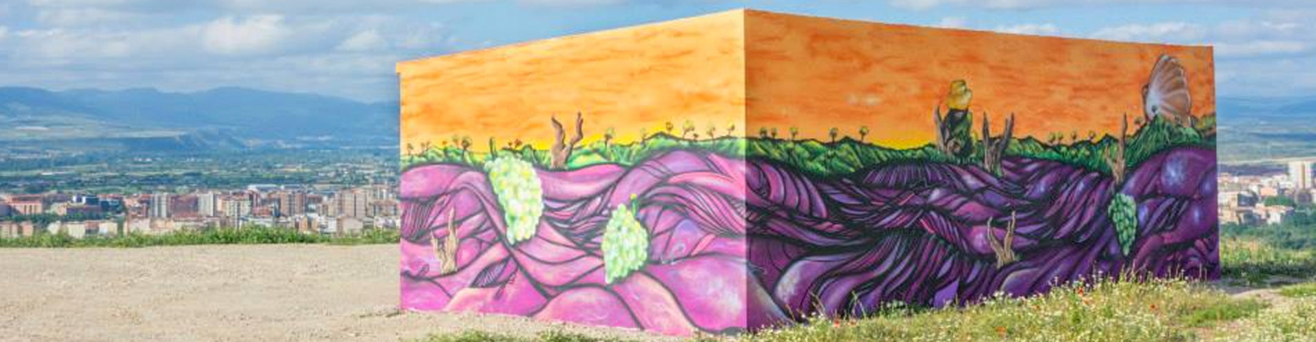 Artwork by Chavolar on building at the Alto Cantabri Vineyard