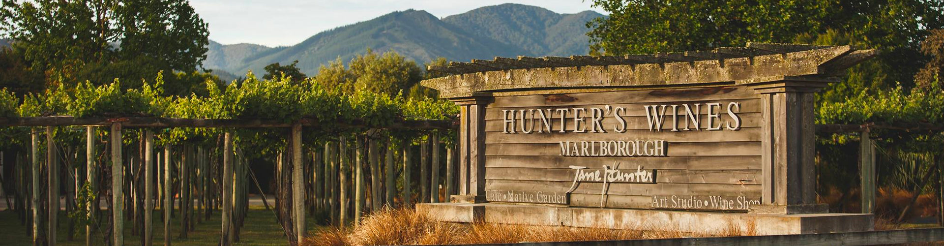 Hunter's Wines Entrance Sign Marlborough, New Zealand