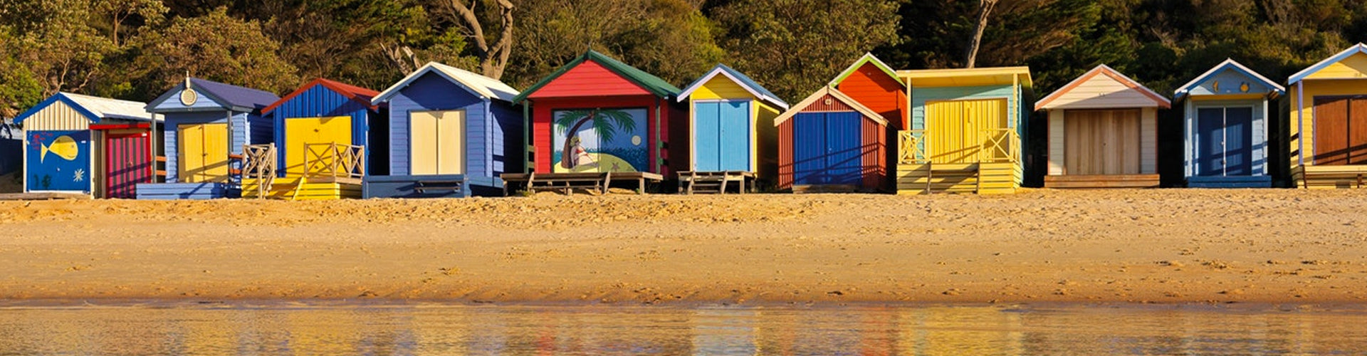 Multi Coloured Beach Boxes at Mills Beach, Morninghton Peninsula