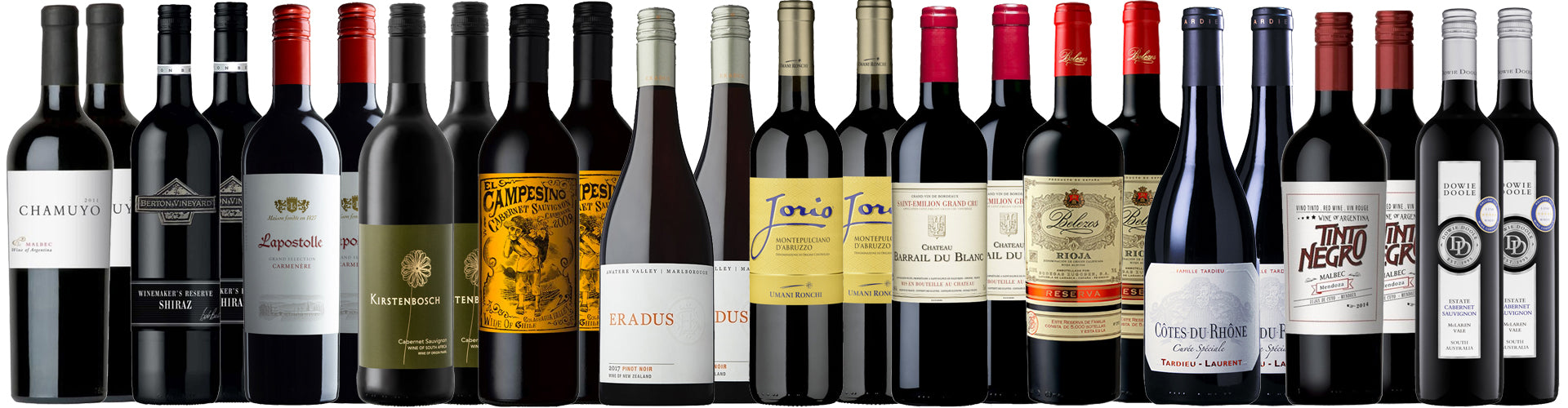 Mixed Collection of Red Wine Styles and Types