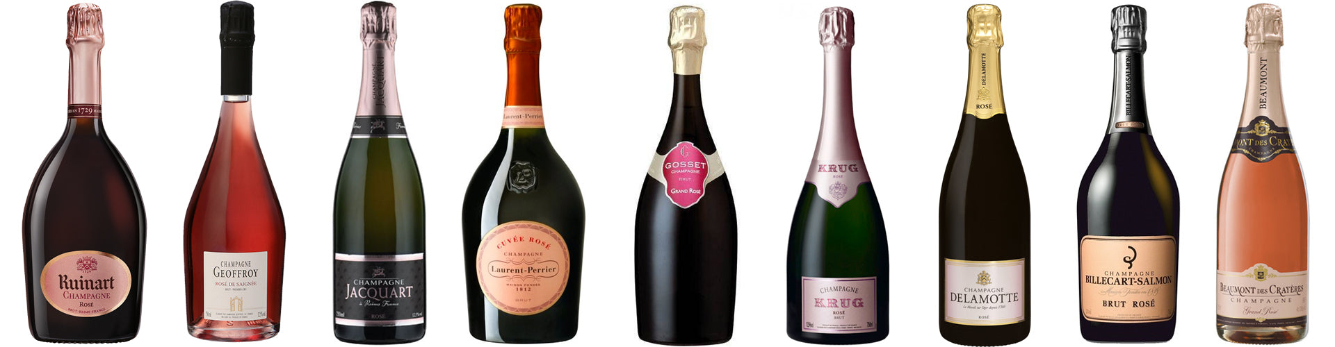 Collection of Assorted Rosé Champagne Bottles