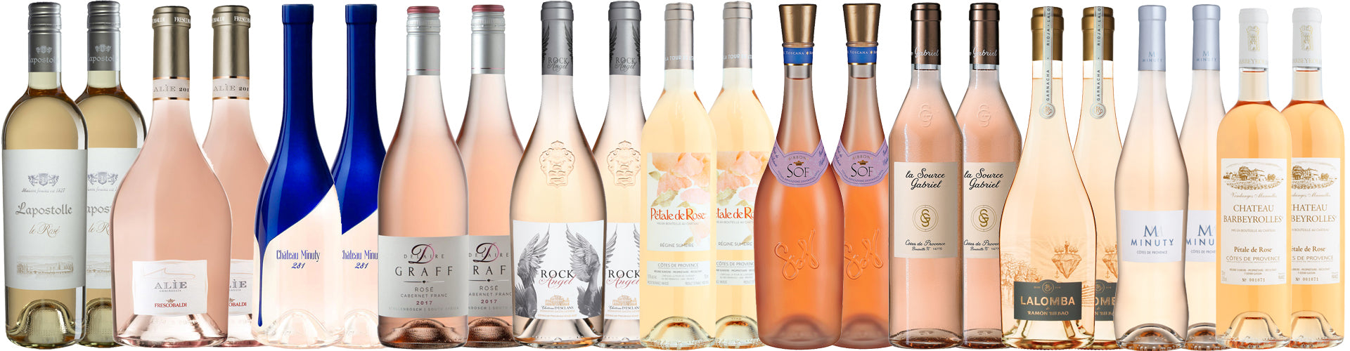 Assortment of Rosé wine bottles