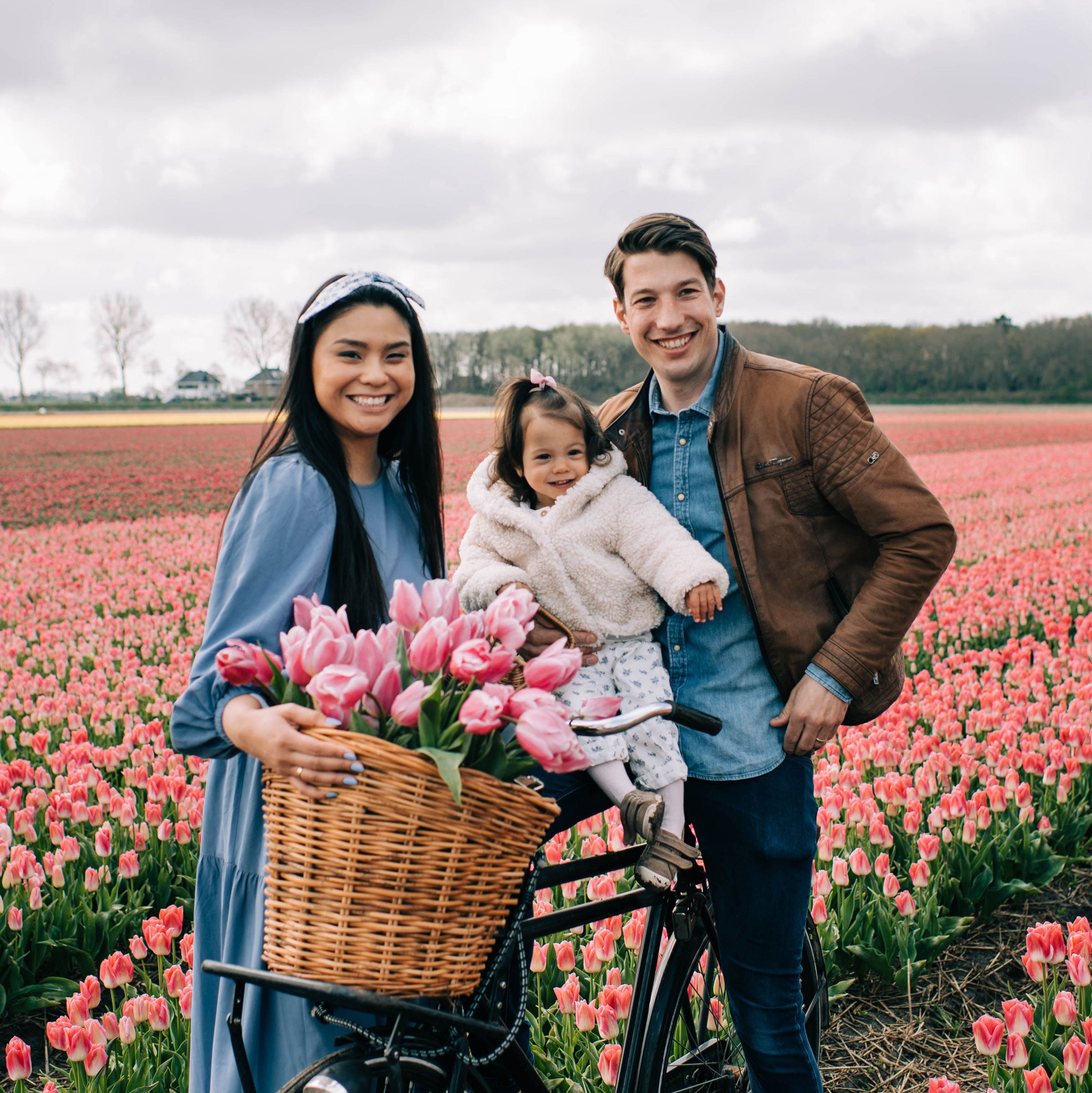 Tulip Farmer and family in the field