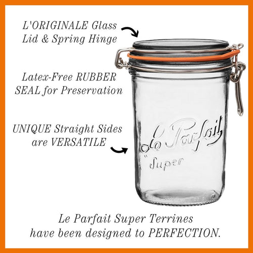1.5L French Glass Storage Jar W Airtight Rubber Seal