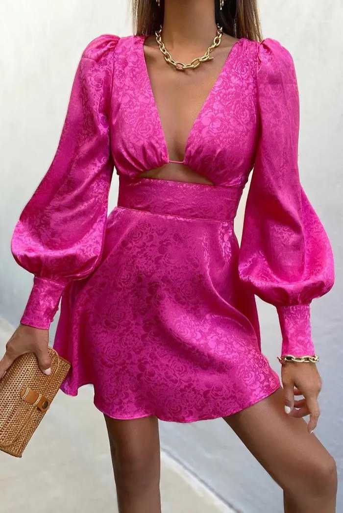 Saltwater Luxe Izzile Fuchsia Ruffle Mini Dress