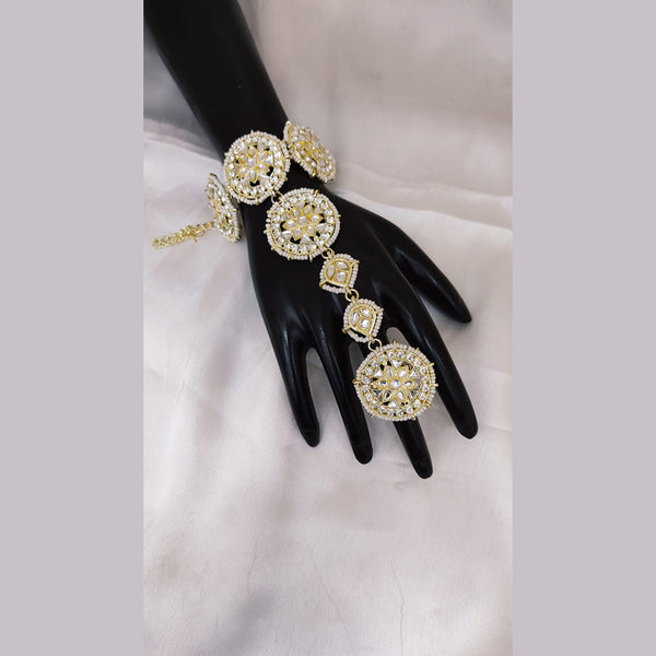 Buy Sanjog Elegant Golden Kundan Moti Ring Bracelet Hathphool Hand Harness Finger  Ring Bracelet for Girls Women Online at desertcartINDIA