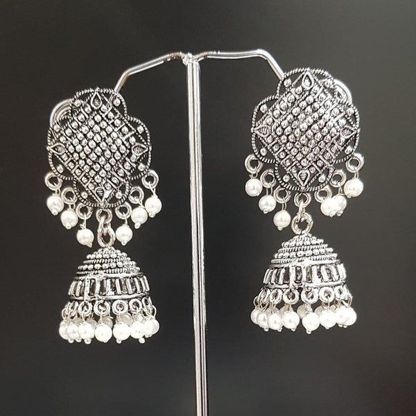 Buy Noor Silver Oxidised Jhumka Earrings Online  Aza Fashions