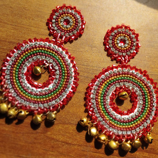 Handpainted Meenakari Work Gold Plated Saree Bale Mogra Fitted Pearl  Designer Jhumka earring for Women and Girls. | K M HandiCrafts India