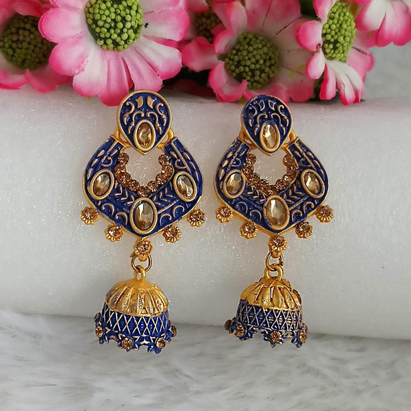 Buy CRUNCHY FASHION Gold-Plated Floral stud style jhalar Blue Meenakari  Earrings Alloy Drops & Danglers Online at Best Prices in India - JioMart.