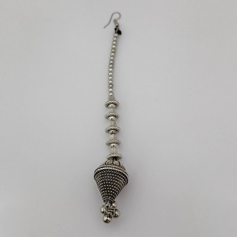 oxidised silver maang tikka