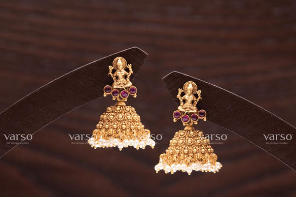 Indian Pakistani Small Gold Jhumka Earrings With Nauratan Stones | eBay