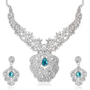 Kriaa Silver Plated Blue Stone Necklace Set-WN - 2103801