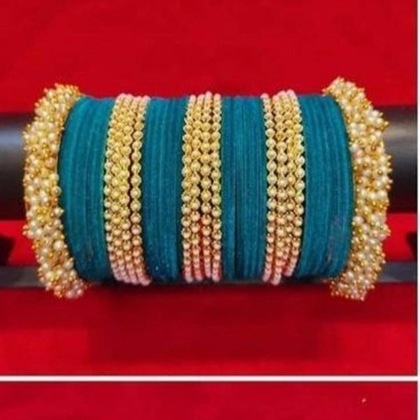 Martina Jewels Pack Of 6 Traditional Gold Plated Thread & Polki Pearl Bangles Set - BG-131
