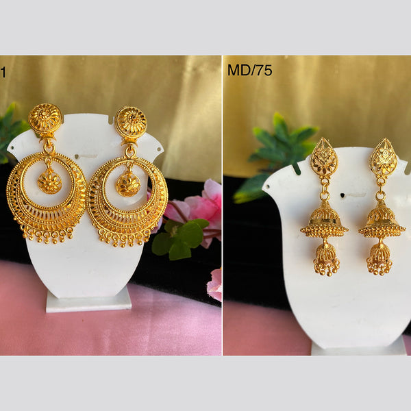 Buy New Design 1 Gram Gold Earrings Flower Pattern Earrings for Girls