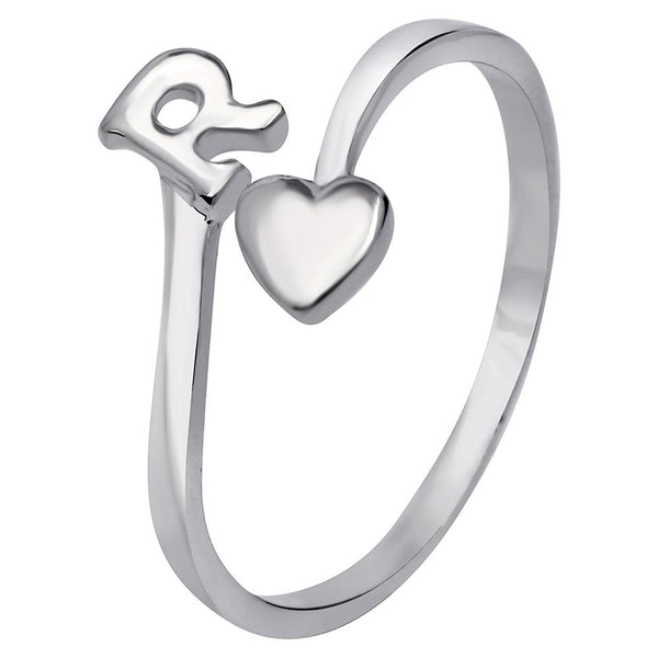 Mahi Heart Love Silver Color Adjustable Finger Ring for Men (FR1103117