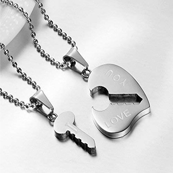 I Love you Arrow Couple Heart Locket Pendant Necklace Chain Unisex