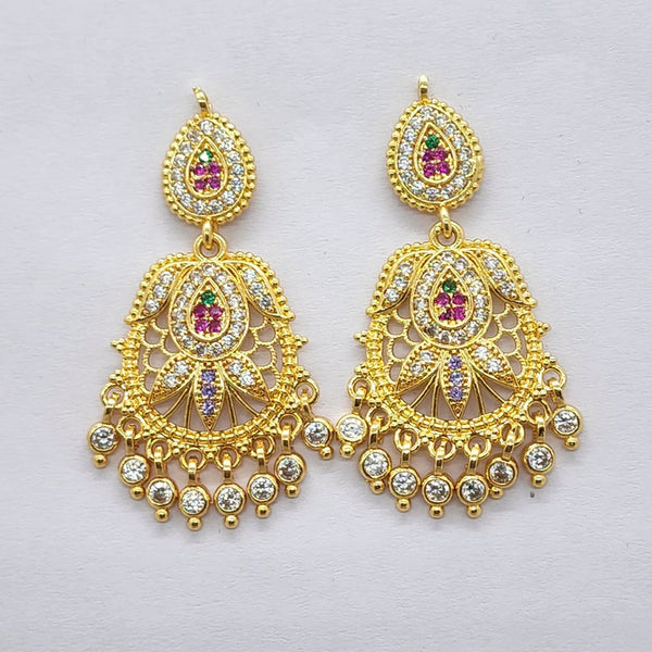 Raiyaraj Gold Plated American Diamond Micro Plating Pack of 3 Dangler Stylish Earrings
