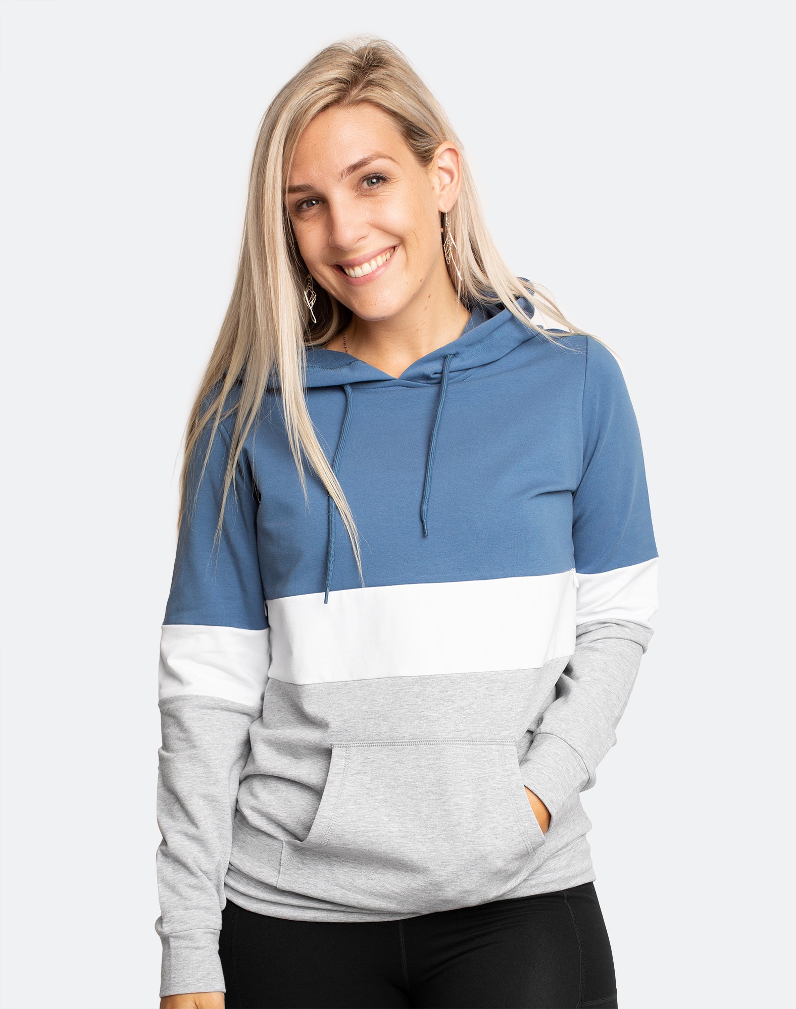 blue and grey hoodie