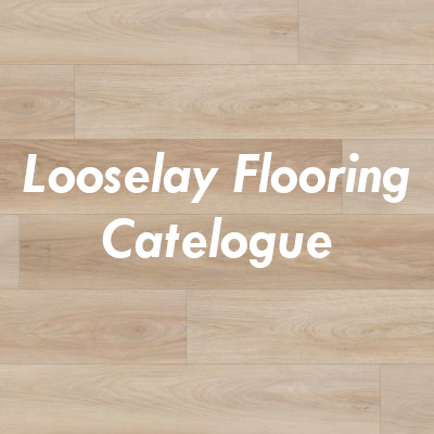 Looselay flooring writing on light natural wood plank