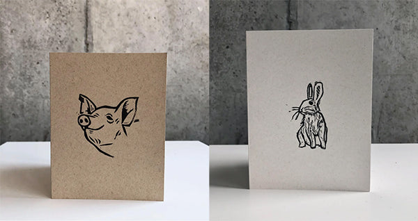 paper cards by bestowed cards featuring stamp and ink pig and bunny