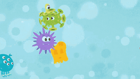 Cartoon Bacteria Swimming Around