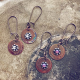 floret - flame kissed copper and swarovski flower earrings