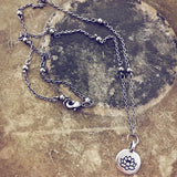 little lotus pendant necklace - antique silver