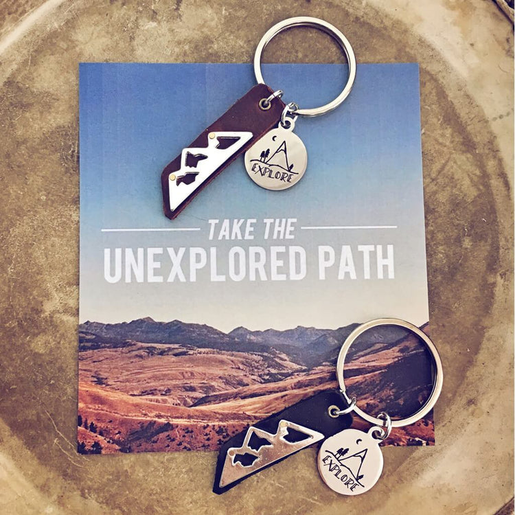 explore mountain // key ring / keychain - Peacock & Lime
