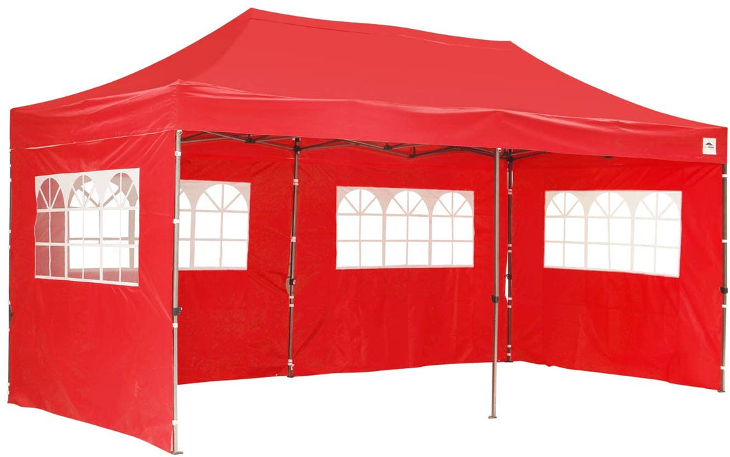 SKU: OB-GZ014 - 10’ x 20’ Easy Pop Up and Close Heavy Duty Canopy With 4 Sidewalls, Carrying Case and 6 Sandbags- 3 Colors