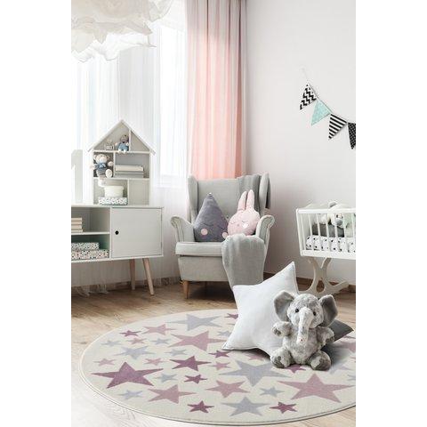 LIVONE Tapis enfant Kids love Rugs nuage rond gris argenté/blanc