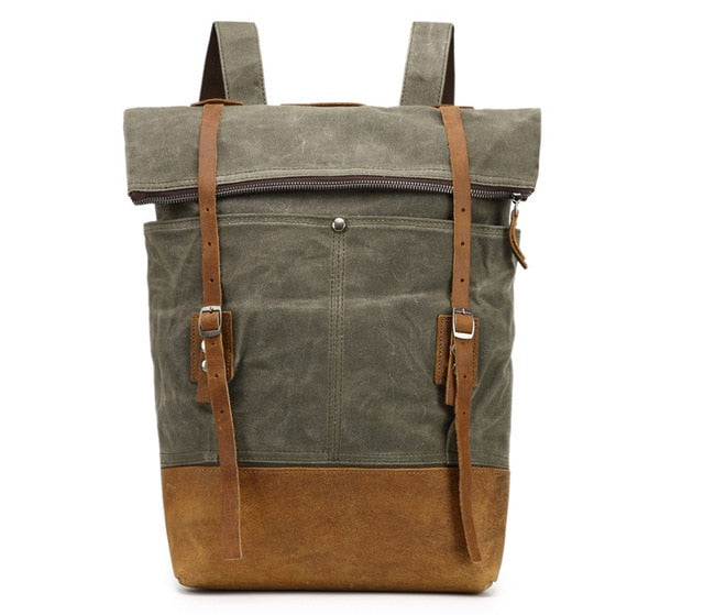 Canvas Leather Casual Backpack
