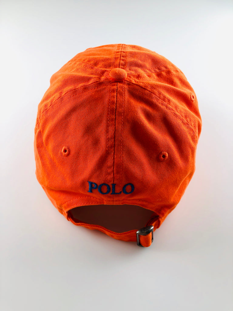 POLO RALPH LAUREN BLUE PONY M CLASSICS ORANGE HAT - Flashy Deals Store