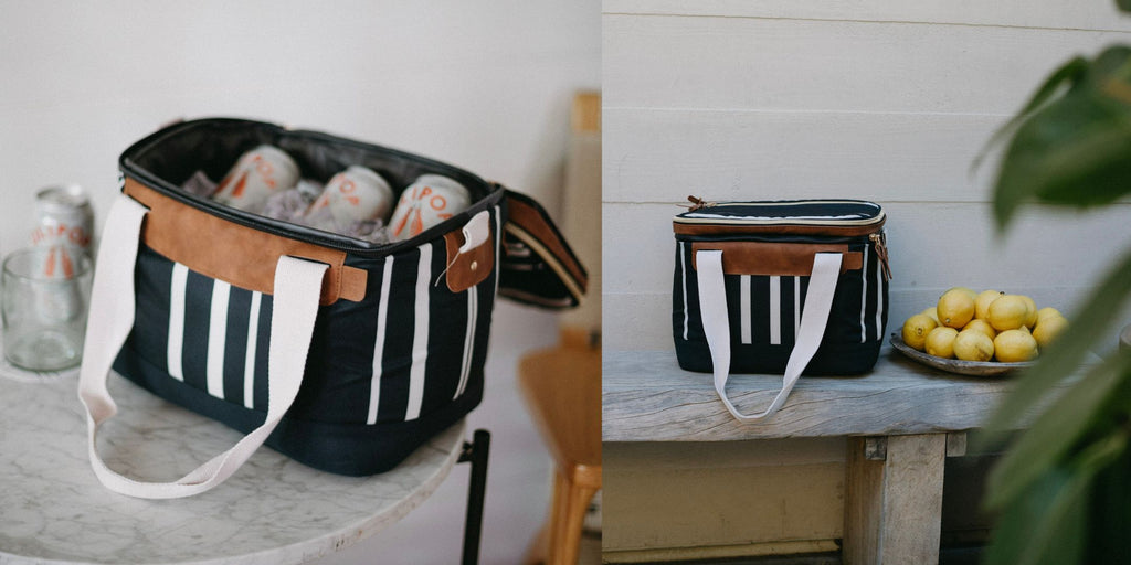 Chic cooler and lunchbox for work navy stripes