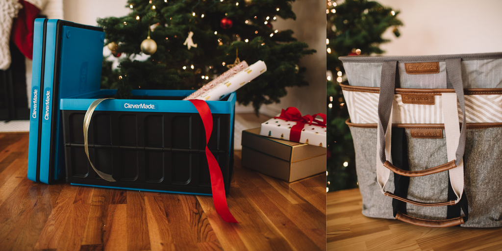CleverMade storage bin with lid and collapsible LUXE tote holiday gift ideas