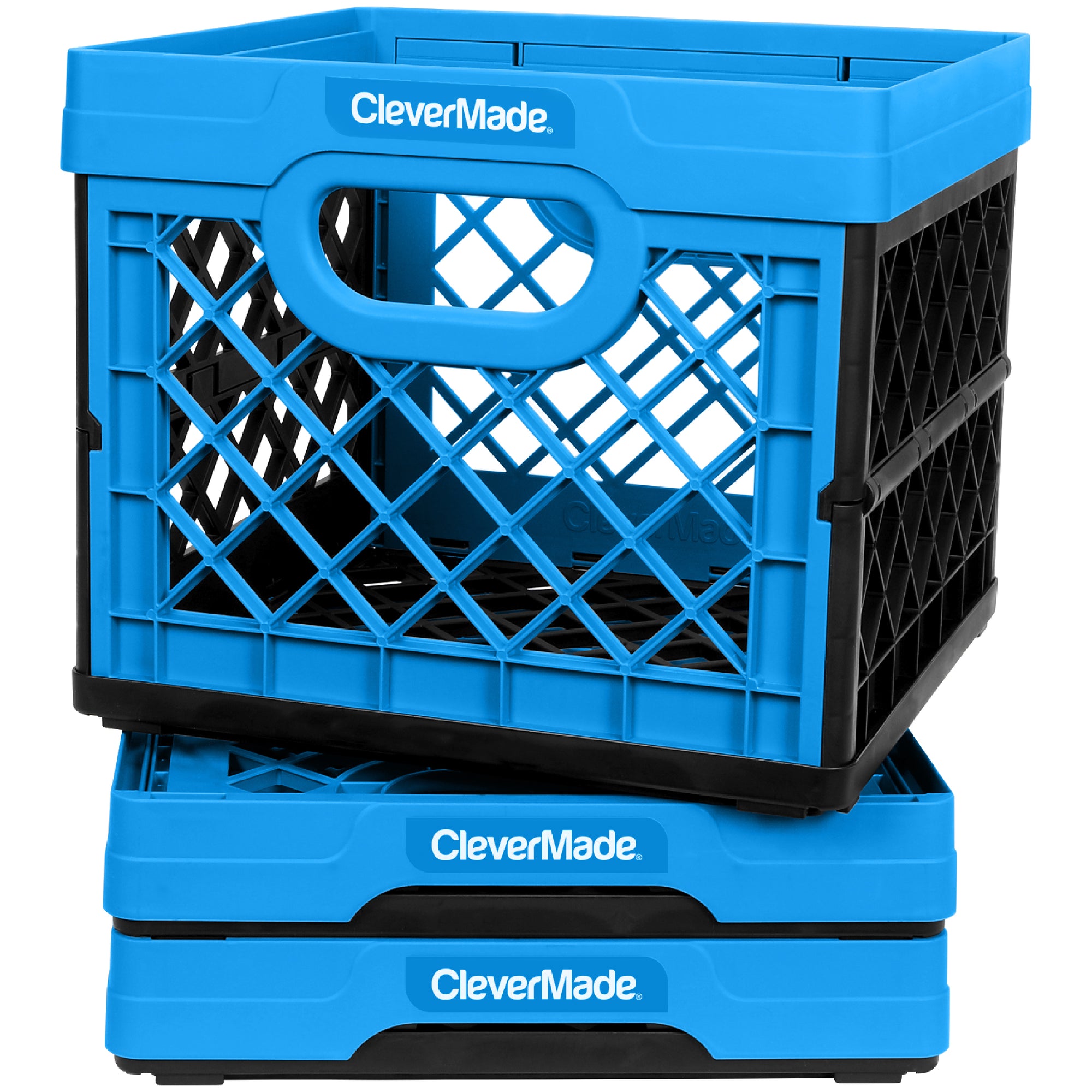 CleverMade 62L Collapsible, Stackable, Plastic Storage Bins/Utility Crates  - 3 Pack (Translucent) - Sam's Club