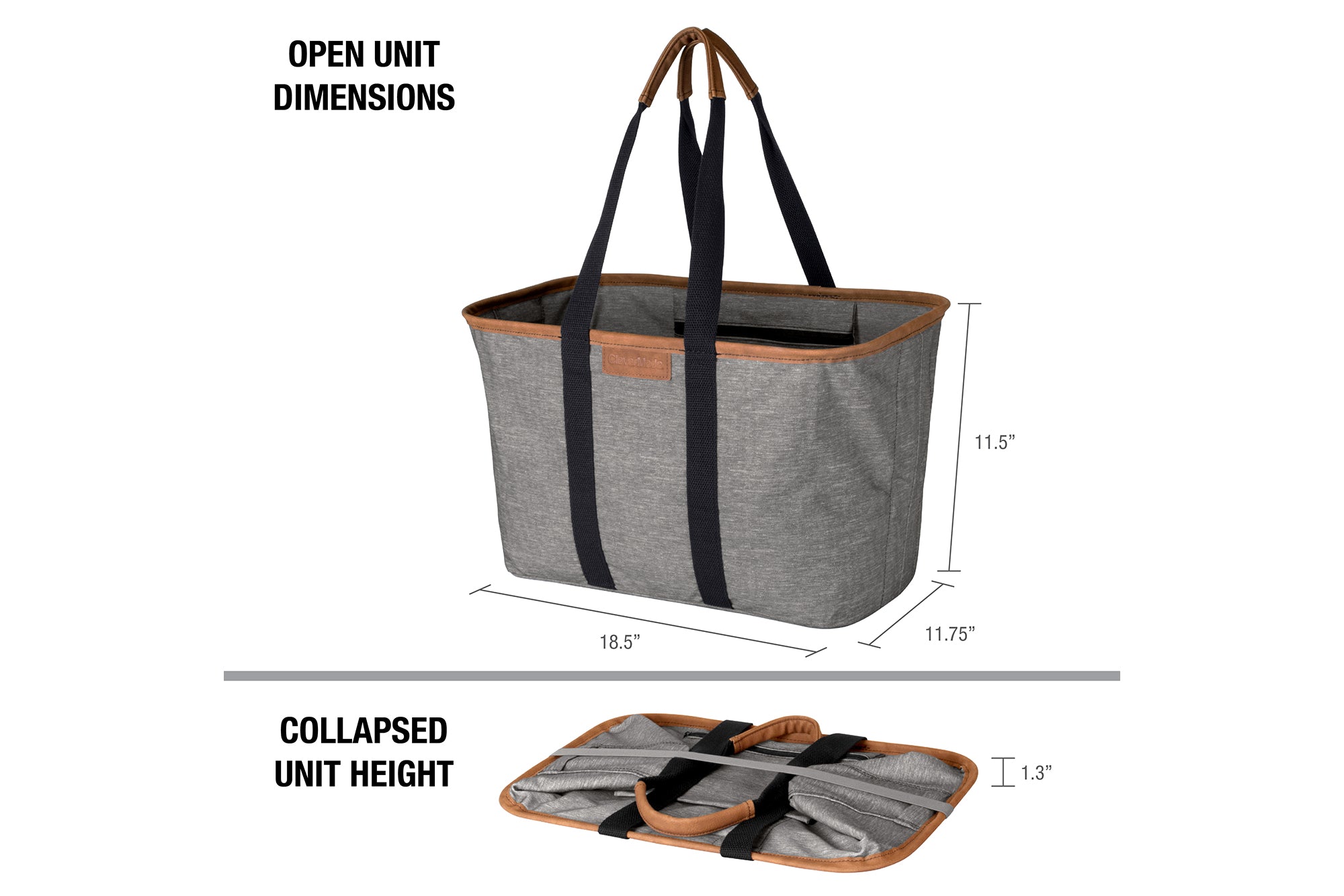 SnapBasket LUXE Tote - Collapsible 30L Canvas Tote - CleverMade