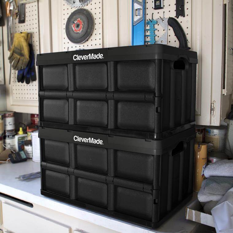 Clevermade 45L Collapsible Storage Bins Plastic Stackable Grated Wall Utility 3