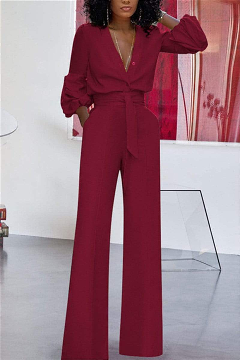 Fashion Sexy Cardigan Slim-Fit Jumpsuit – venichic