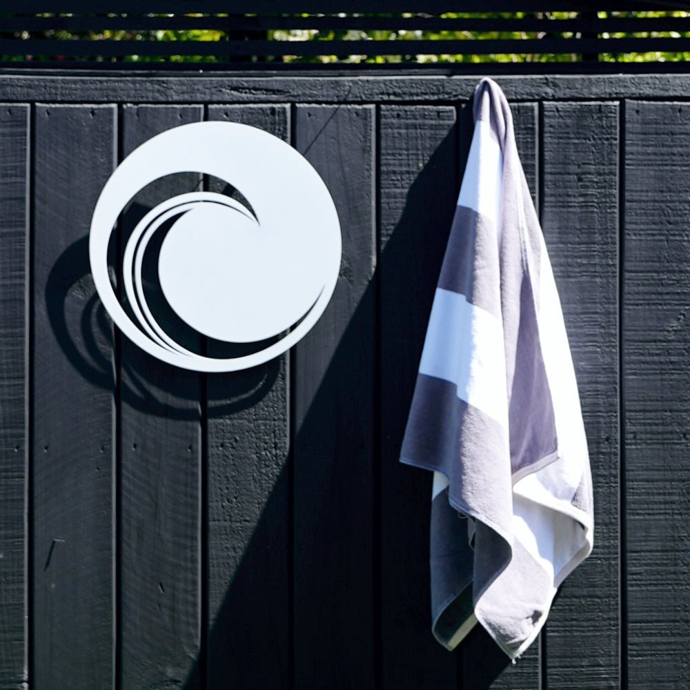 Minimal Wall Hook Cross for outdoors. Pool Towel Hooks NZ - LisaSarah Steel  Designs NZ