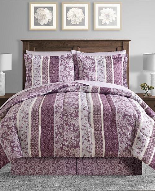 Sunham Martina Reversible 8-Pc. Full Comforter Set, Purple.