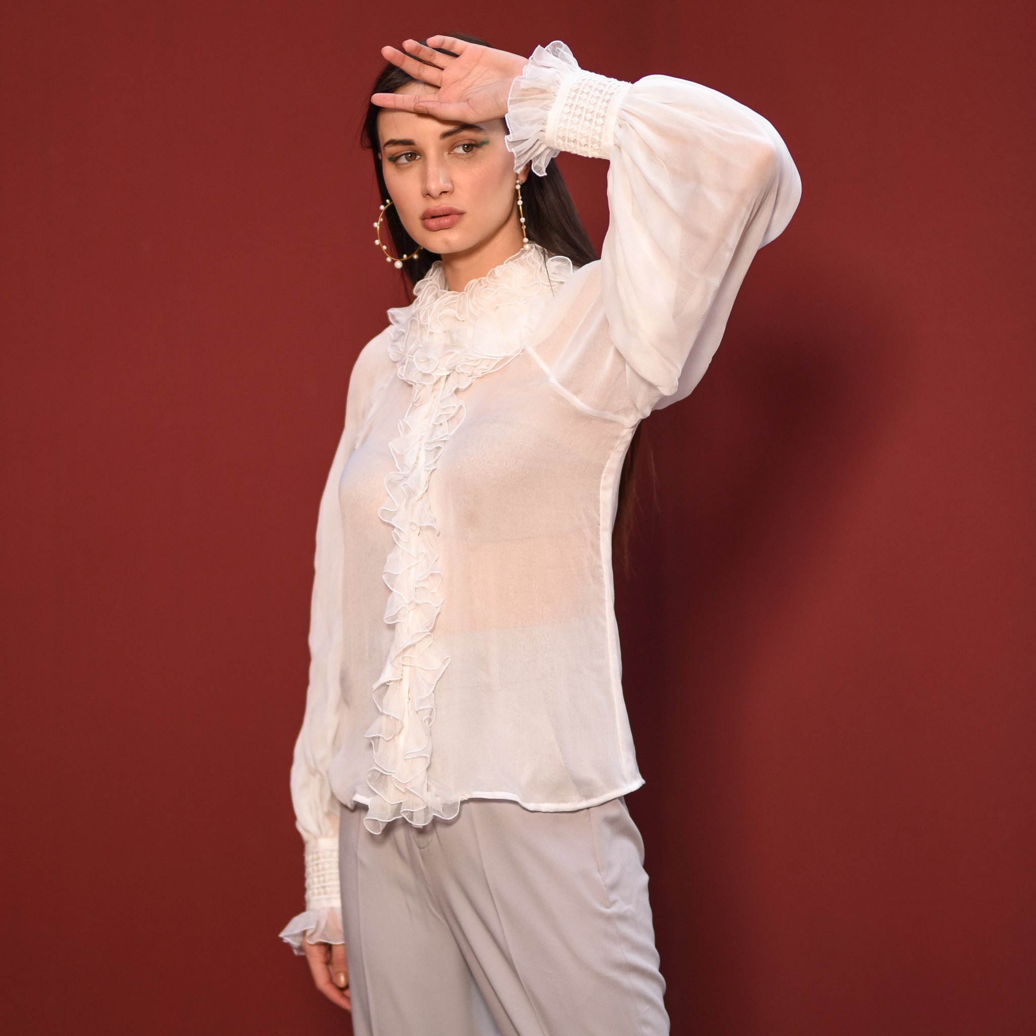 white chiffon top