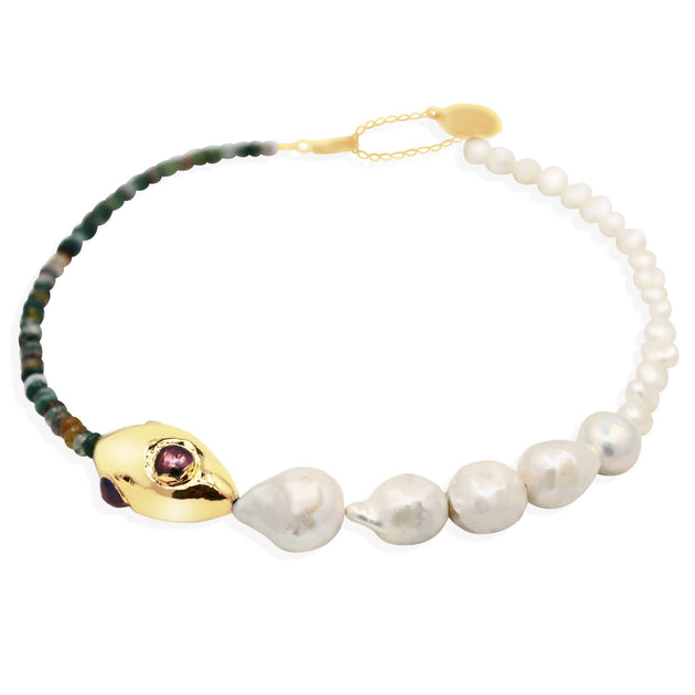 ORION Necklace - Gold with Indian Agate and Pearls – ALONA