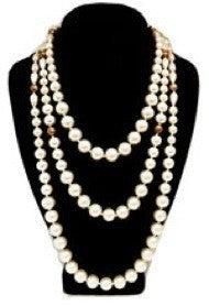 Double Faux Pearl Necklace & Matching Zebra Enamel Bracelet – Vintage  Couture