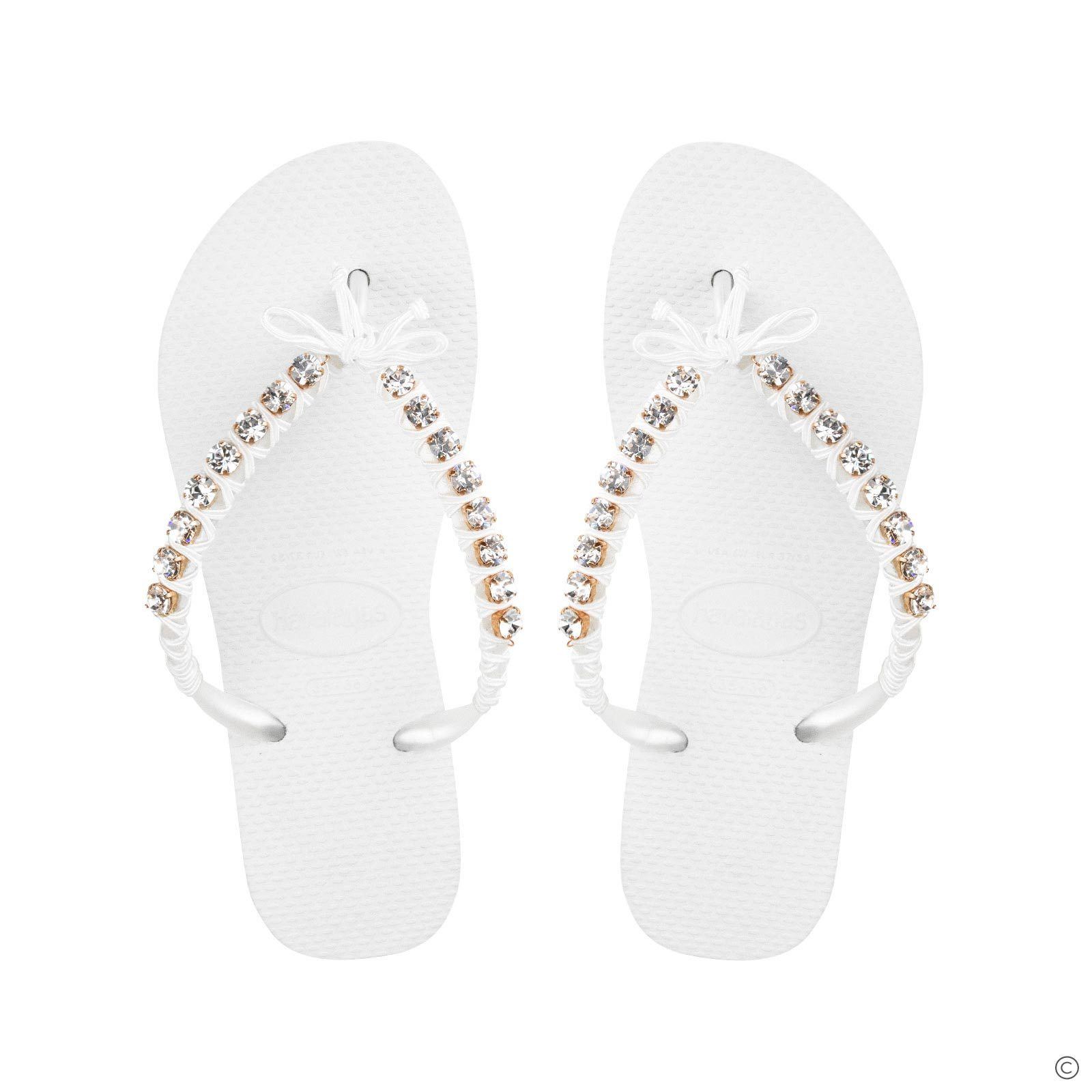 white diamond flip flops