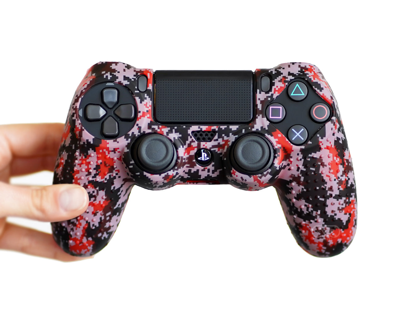 red ps4 controller camo