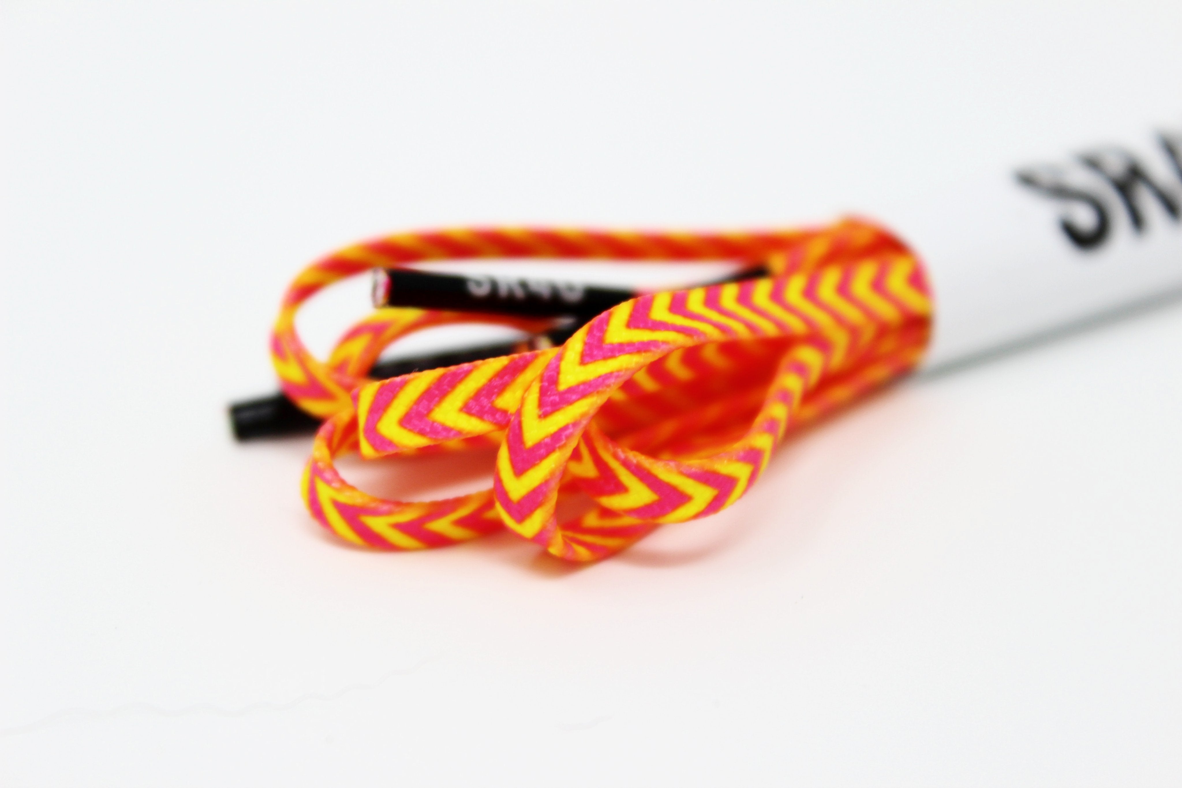 Stars Laces - Neon Orange Stars on Black (1 Pair Pack) Shoelaces | Unisex by Shoelaces Express