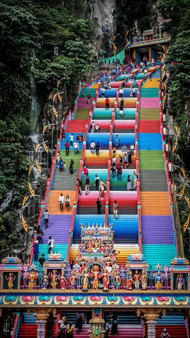 Batu Caves iconic rainbow stairs. Photo by Lloyd Alozie.