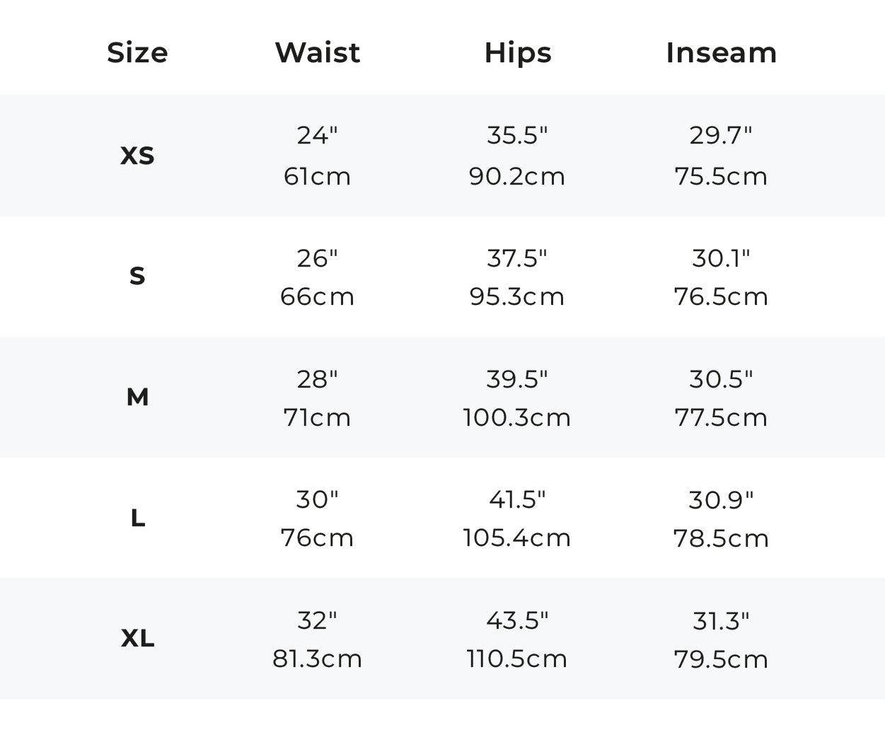 Size Chart - Xplorer Convertible Women Pants