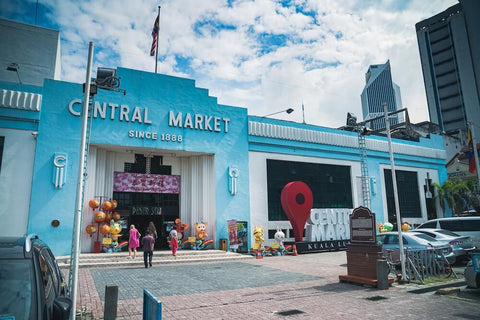 The iconic blue building of Central Market in Kuala Lumpur, Malaysia. Photo by Johen Redman.